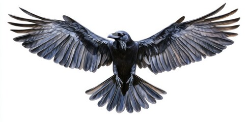 Obraz premium A picture of a crow standing alone on a white background.