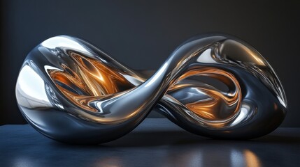Abstract Metallic Sculpture Infinite Loop Design