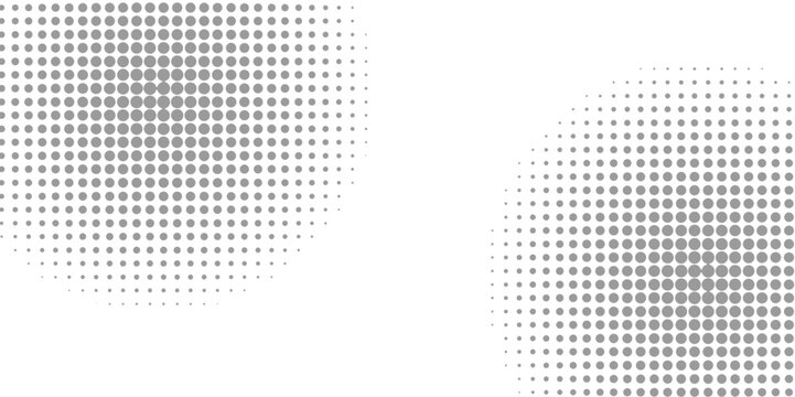 Basic halftone dots effect in color. Halftone effect. Halftone circular dotted frames set. Circle dots texture isolated on white background. Spotted spray texture. use for banner, pattern, broacher. 