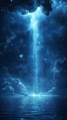 Celestial Light Show Over Cosmic Water - A Dreamlike Space View