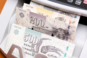 Faroese crown in the counting machine