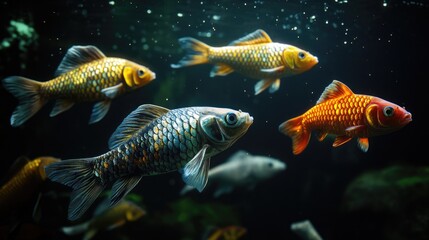 Fototapeta premium Aquarium fish swim