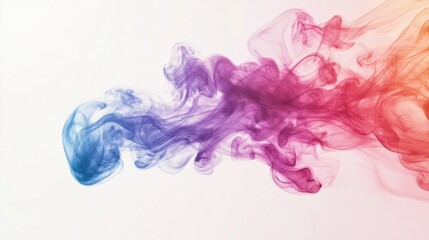 Colorful, abstract swirl of smoke against a white background, resembling an explosion of vibrant colors