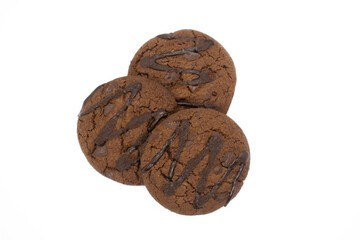 Delicious chocolate chip cookies on a white background