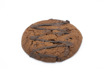 Chocolate chip cookies on white background