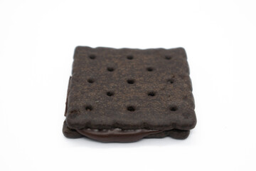 Chocolate biscuits on white background