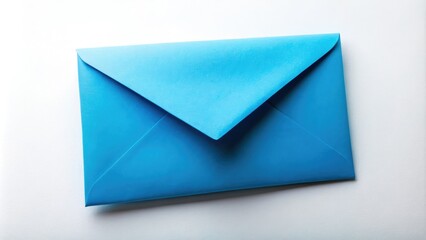 Elegant blue envelope featuring blank paper inside on a crisp white background, ideal for invitations, letters, and various stationery designs. Perfect for any occasion.
