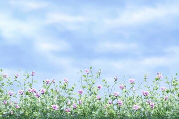 Delicate Pastel Flowers Against a Light Sky