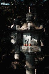 Traditional Japanese Lantern with Daruma Dolls