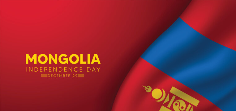 Mongolia Independence Day 29 December waving flag vector poster