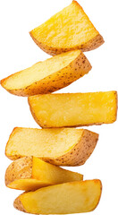 Sliced golden potatoes stacked elegantly