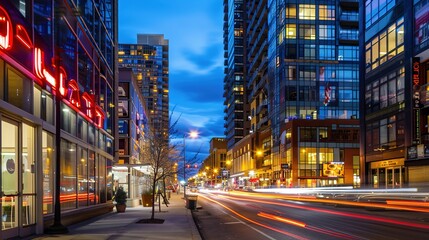 Fototapeta premium A high-rise cityscape showcasing the bustling financial district, representing growth, ambition,