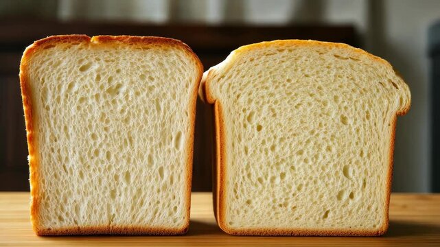 Sliced bread on a light background.