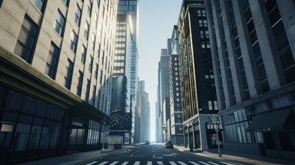 Naklejka premium A high-rise cityscape showcasing the bustling financial district, representing growth, ambition,