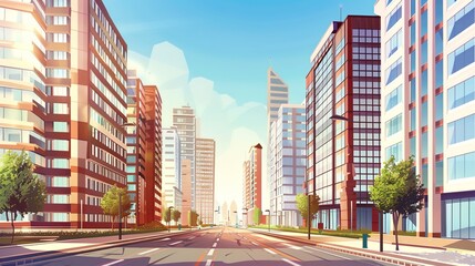 Obraz premium A high-rise cityscape showcasing the bustling financial district, representing growth, ambition,