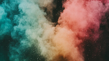 Colorful smoke clouds create a vibrant display in the night sky during an outdoor event