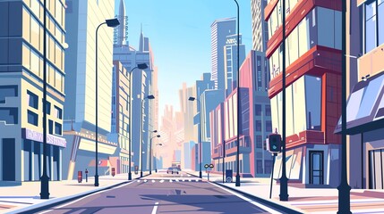 Obraz premium A high-rise cityscape showcasing the bustling financial district, representing growth, ambition,