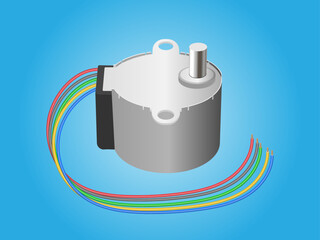 Stepper motor isolated on white background.