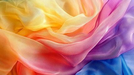Obraz premium Colorful silk fabric draping softly in a vibrant display at midday