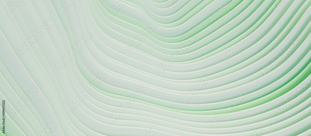 Poster abstract white mint gradient paper cut background. fluid dynamics layering design template 3d render