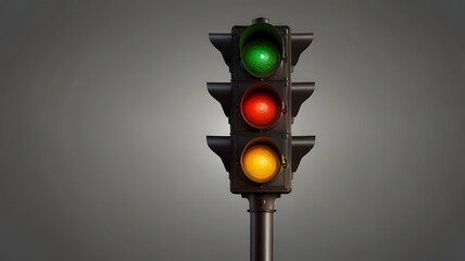 Traffic light on transparent background illustrating rules