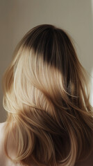 Naklejka premium hair of a woman, blonde woman from behind, hair model, hair texture