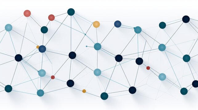 Abstract network diagram featuring nodes and connecting lines in various shades of blue