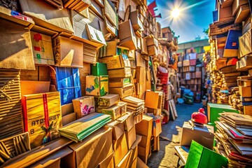 Fototapeta premium Captivating Documentary Photography Showcasing the Intricate Texture of Cardboard in Various Settings, Highlighting Its Versatility and Unique Aesthetic Qualities