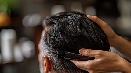 Naklejka premium Professional hair dye application for a senior client