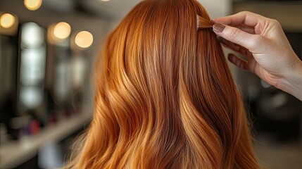 Fototapeta premium Vibrant Ginger Hair in Hairdresser's Chair