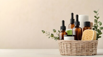 Naklejka premium Natural Skincare Products in Basket