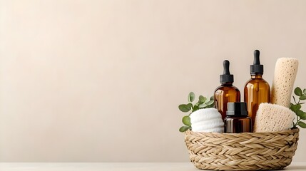 Naklejka premium Spa Essentials in Wicker Basket