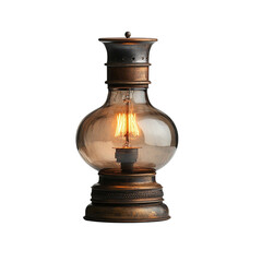 Vintage Antique Oil Lamp - White Background Isolated