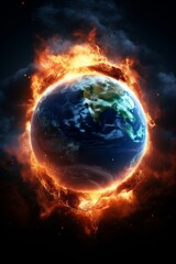 Obraz premium Contemporary View: Earth’s Fiery Fate Through Climate Change Imagery