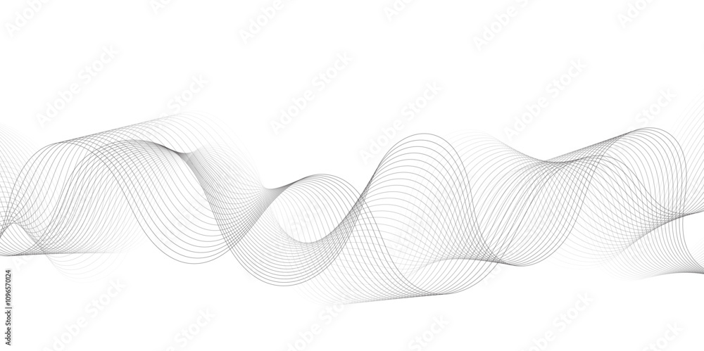 Leinwandbilder Abstract grey, white smooth element swoosh speed wave modern stream background. Wave with lines created using blend tool. Abstract frequency sound wave lines and twisted curve lines background.	