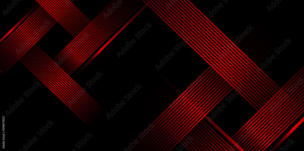 Poster red and black vector futuristic tech glow and shining line and stripes simple modern background. vec