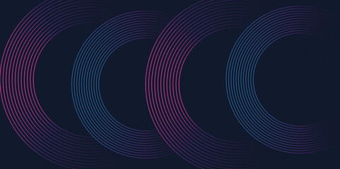 Modern shiny blue pink gradient circle lines pattern. Futuristic technology concept. Swirl circular element. Circle motion. Suit for banner, brochure, cover, presentation, graphic design, vector