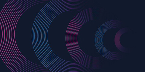 Modern shiny blue pink gradient circle lines pattern. Futuristic technology concept. Swirl circular element. Circle motion. Suit for banner, brochure, cover, presentation, graphic design, vector