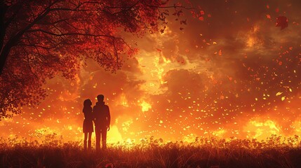 Fototapeta premium Man proposing to his partner in a scenic outdoor location