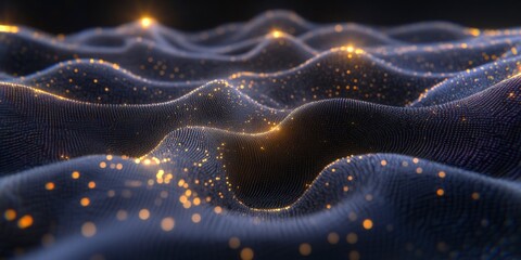 Abstract Wave of Golden Particles