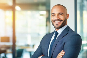 Fototapeta premium Young smiling businessman at office