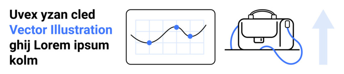 Obraz premium Business growth chart with upward trend, briefcase icon, and upward arrow. Ideal for business strategy, growth tracking, success representation, financial goals, corporate presentations, data