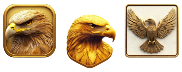 Golden Eagles on Transparent Background