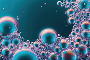 Vivid Radiant Bubbles on a Cerulean Liquid Backdrop