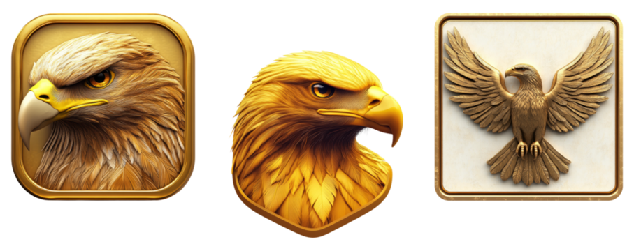 Golden Eagles on Transparent Background
