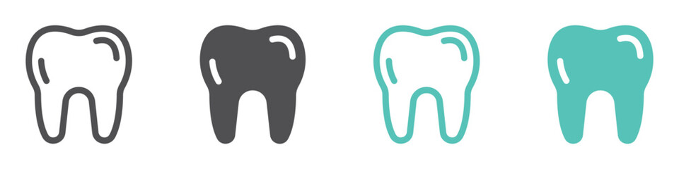 Set of tooth icons. Dentist and stomatology, dental, teeth checkup, tooth crash, decay tooth. Vector illustration.