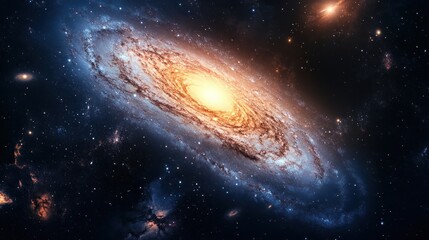 Fototapeta premium A stunning spiral galaxy illuminated by a bright core.