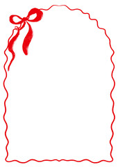 red ribbon border frame with ribbon in coquette style fit for wedding birthday engagement party invitation and decoration