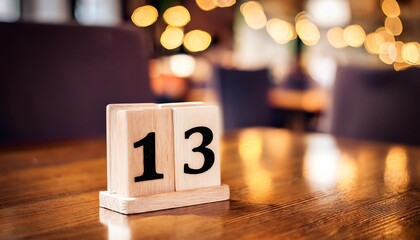 table number in cafe, as marker, table number, table number in the restaurant, number 13. Restaurant table number with number 13