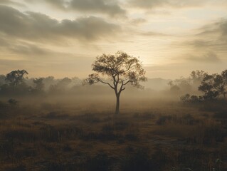 Fototapeta premium Misty Sunrise Landscape